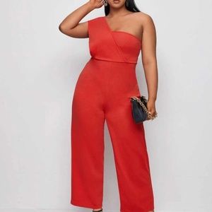 Coral one shoulder jumpsuit